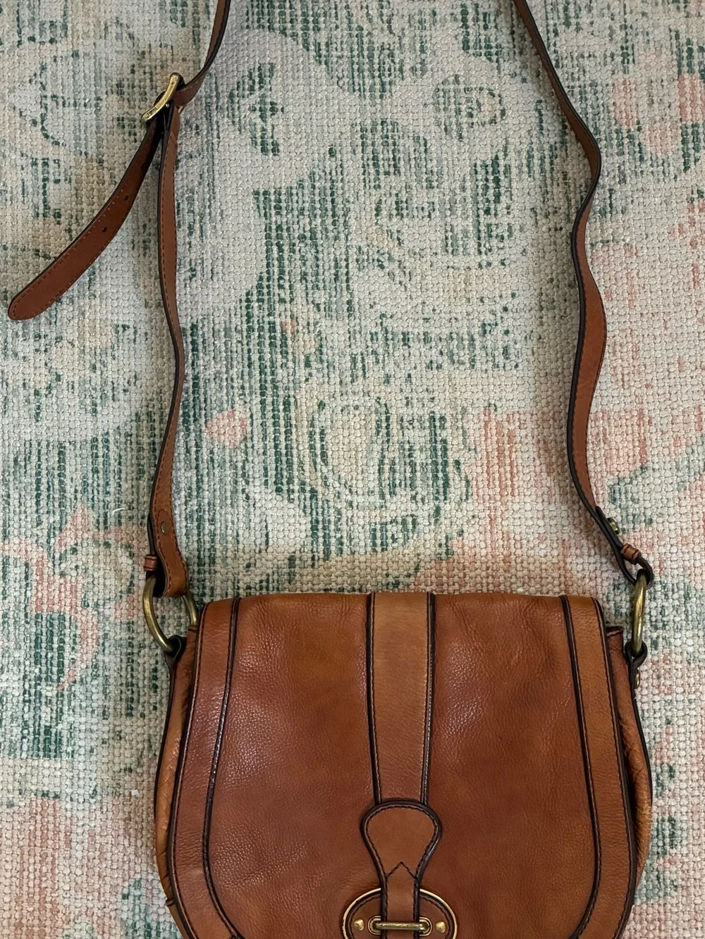 Fossil Vintage Reissue (VRI) Saddle Bag - Camel w/Antique Brass-Tone Hardware